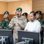 Sekretaris Jenderal IMCTC Mayor Jenderal Mohammed bin Saeed Al-Moghedi menyambut kunjungan delegasi dari Tentara Nasional Indonesia (TNI) di Riyadh, Arab Saudi. Foto/SPA