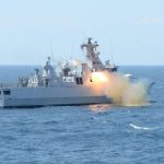 KRI Sultan Iskandar Muda saat menembakan rudal Exocet MM 40 Block-3