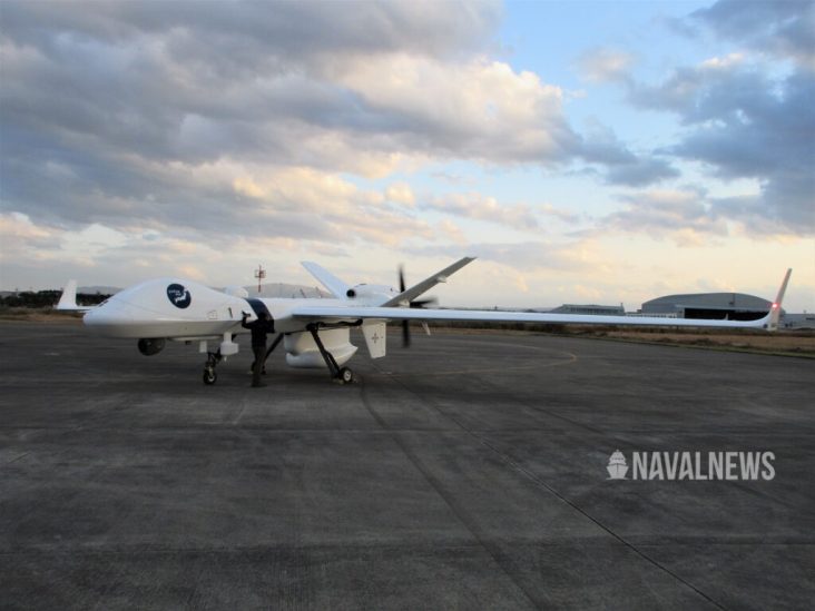 General Atomics SeaGuardian UAV selama kampanye demonstrasi dengan Penjaga Pantai Jepang di Pangkalan Udara Hachinohe di Prefektur Aomori. Foto Naval News oleh Yoshihiro Inaba.